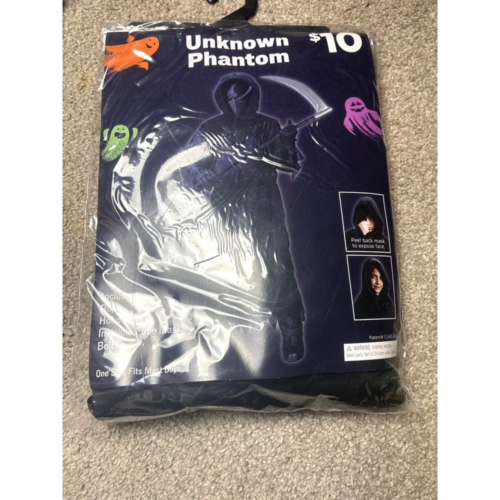 Phantom Halloween Costume Invisible Mask One Size Black Boys